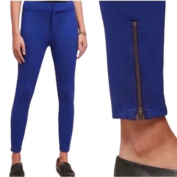 Anthropologie Essential Slim Knit Pants Trousers Cobalt Royal Blue Size 10 - Picture 3 of 15